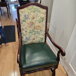 A. Rudin Louis XIV Leather and Fabric Dining Table Chairs