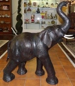 LARGE LEATHER HANDMADE ELEPHANT SCULPTURE