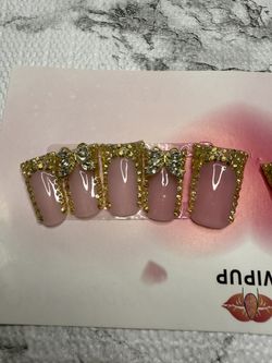 Gold Rhinestone Nails