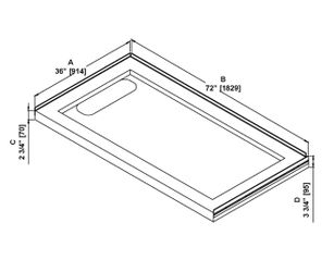 Shower base 72x36