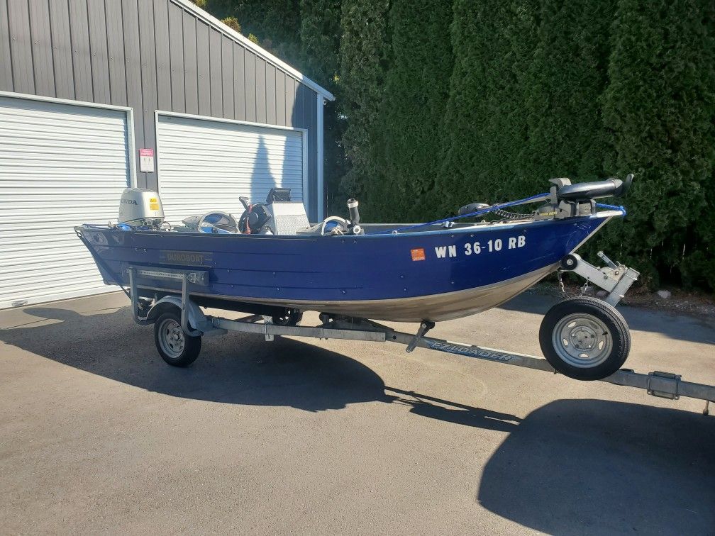 14FT DUROBOAT ALUMINUM BOAT 30HP HONDA GALVANIZED TRAILER