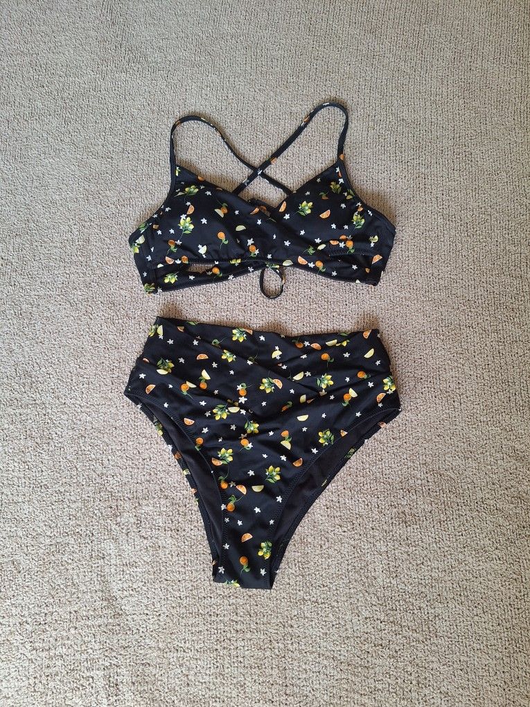 Victoria's Secret PINK Black Citrus Fruit Bikini Set