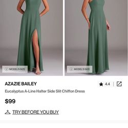 Azazie Bailey Eucalyptus Bridesmaid or Prom Dress