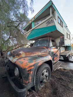1954 Ford f500 with vintage camper