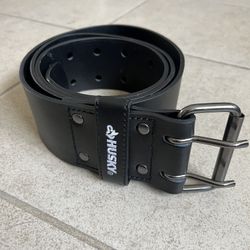 Husky Leather Belt Heavy Duty 2-Pin Metal Buckle (Black)