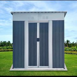 New in Box 5 x 3 FT Pent Roof Grey Outdoor Tool Bike Storage Garden Shed Tool House