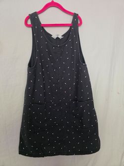 H & M Girls Gray Floral Jumper Dress Pull Over Flower Print