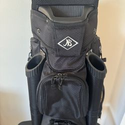 Black Golf Cart Bag 15-Way Divider Multiple Pockets Shoulder Strap Excellent