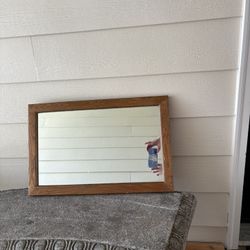 Antique Oak Framed Mirror 