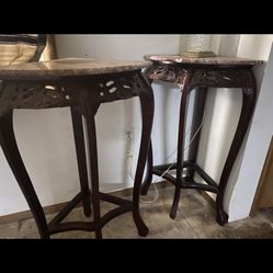 Set Of 2 Corners Table With Top Marble 