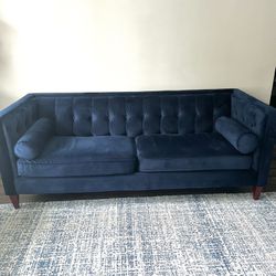 Navy Blue Velvet Couch