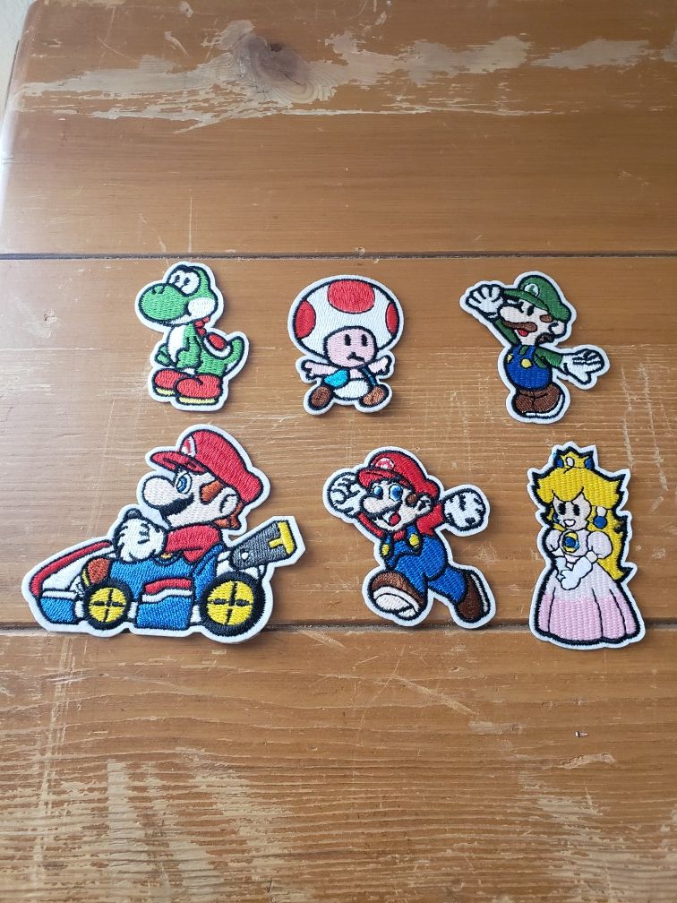 Mario Bros 6 Patch lot new Iron on