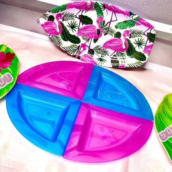 Flamingo Kitchen Party Serving Tray Set 5 Pink Blue Sushi Appetizer Nuts Snacks Decoration Celebration