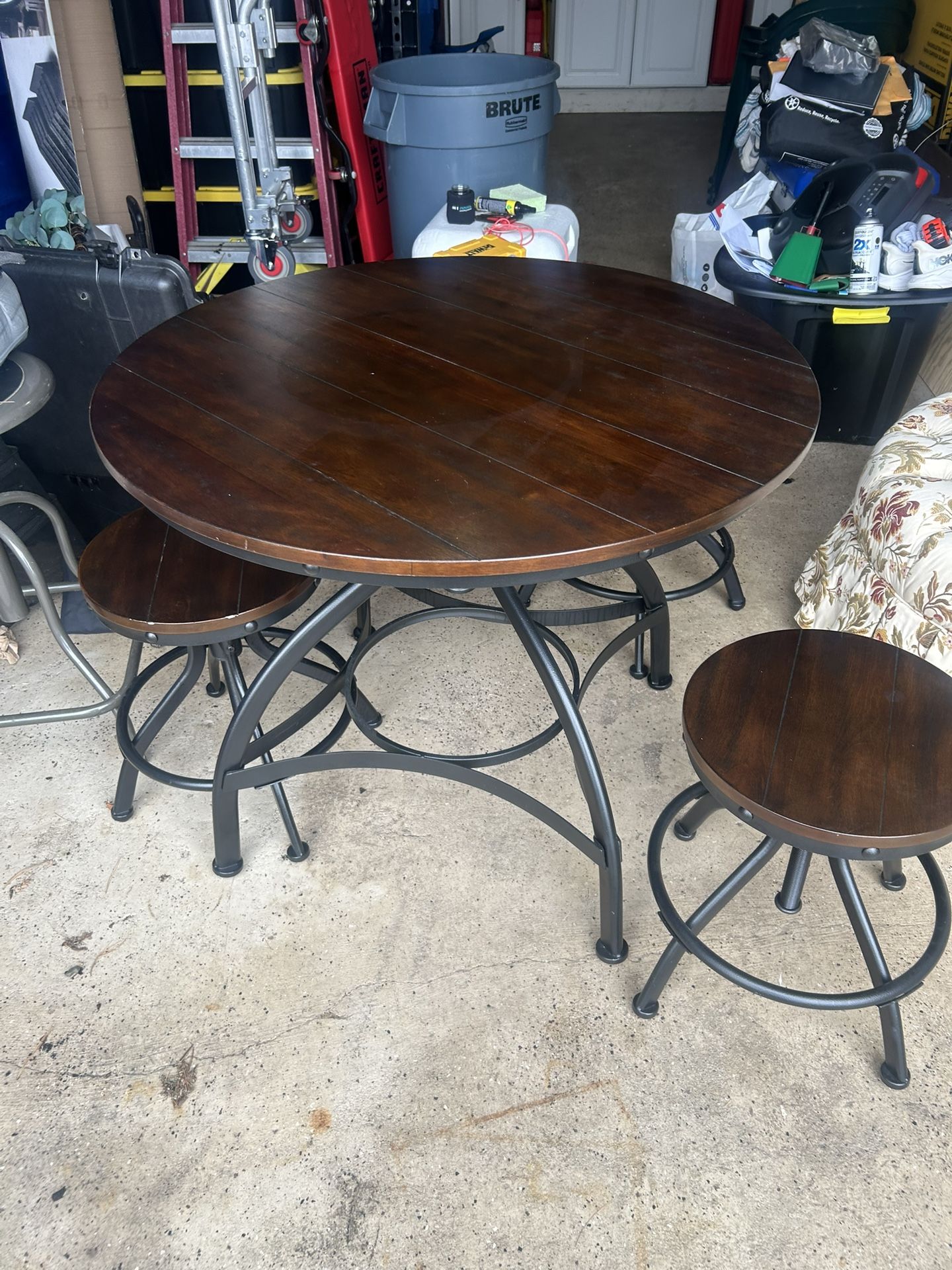 5-Piece Bar Table and Chairs Set, Space Saving Dining Table with 4 Stools For Pub