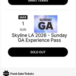 1 GA SKYLINE TICKET FOR 03/01