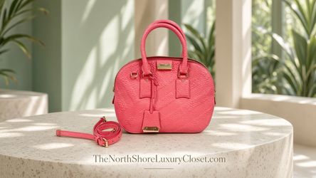 Burberry Pink Leather Dome Satchel Bag