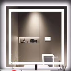 Super Bright 36 in. W x 36 in. H Rectangular Frameless LED Light Wall Bathroom Vanity Mirror Front Light and Backlit