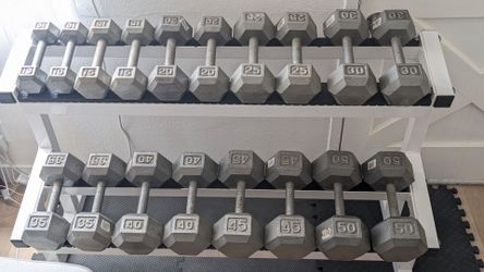 Dumbbell set + commercial rack