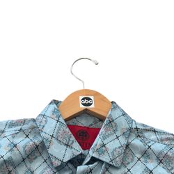 Movie and Tv Show Clothes small platini jeans western turquoise men button shirt