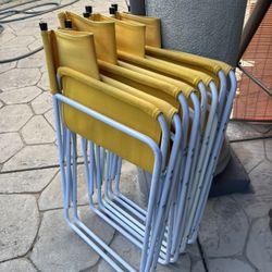 4 Yellow Folding Chairs With Aluminum Frame Lightweight 