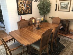 11 Piece Dining Set Table Custom Pad 6 Chairs Server Cabinet 11 Piece Dining Set Table Custom Pad 6 Chairs Server Cabinet