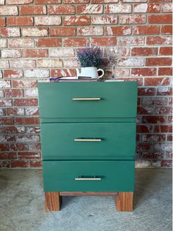 Nightstand w/ Gold Hardware and Stained Legs