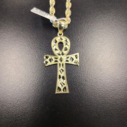10k Gold Ahnk With 20inch Rope Chain