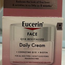 Eucerin Q10 Anti-Wrinkle Daily Face Cream with Coenzyme Q10 + Biotin, Non-Comedogenic, 1.7 oz