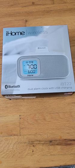 iHome IBT22BC Bluetooth Bedside Dual Alarm Clock with USB Charging and Line-In