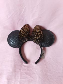 Walt Disney World 50th Anniversary Luxe Minnie Mouse Faux Leather Ear Headband