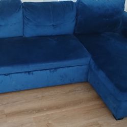 91 inch Blue Velvet sofa bed