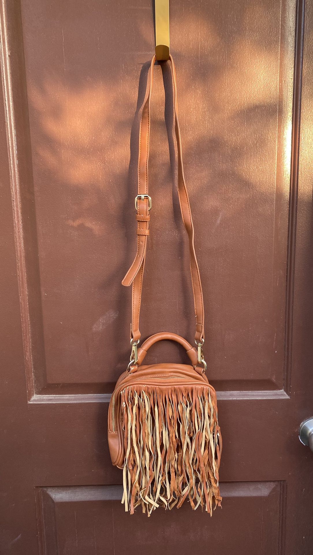 Brown Cross Body Fringe Purse