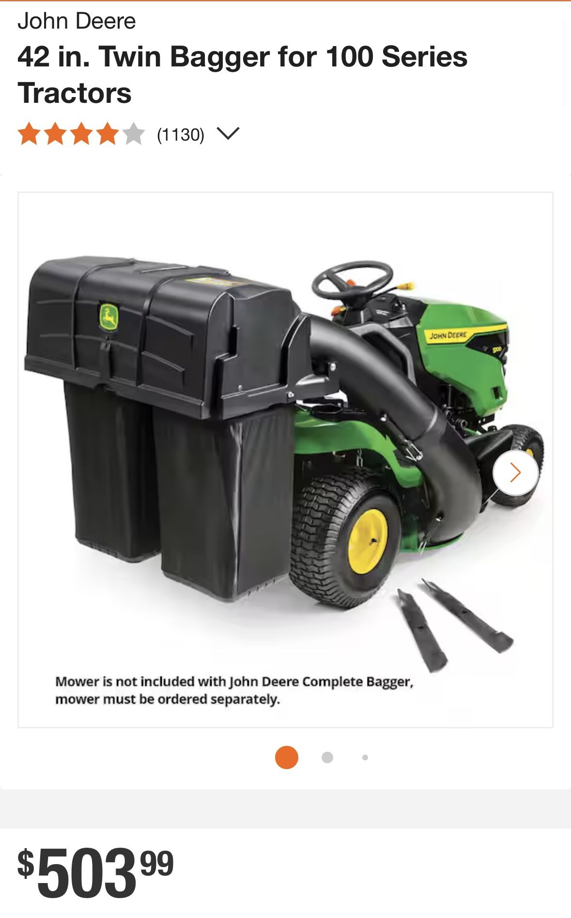 NEW~ John Deere 42 in. Twin Bagger for 100 Series Tractors