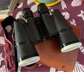 Vintage Black Binoculars with Leather Case