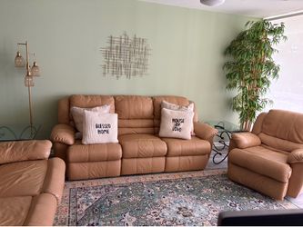 Toffee colored leather sofas