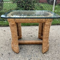 Wicker Table With Removable Glasstop
