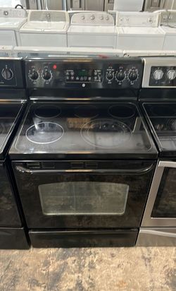 GE Black Electric Range with Glass Top