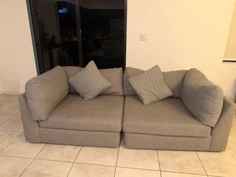 Gray Modular Sectional Sofa with Pillows