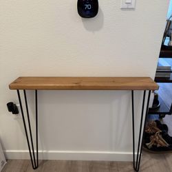 Rustic, Narrow Console Table With Hairpin Legs