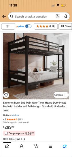 White Twin Over Twin Metal Bunk Bed Frame – Heavy Duty with Ladder