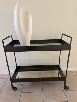 Pottery Barn Aged Brass & Glass Bar Cart