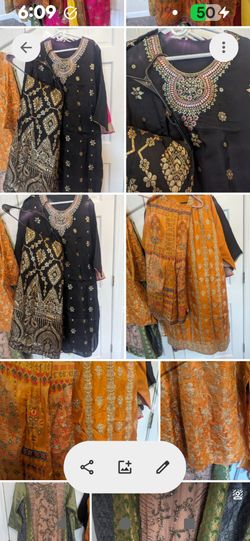 Beautiful Indian Pakistani dresses garara sharara lehga long dreses all new silk crape chiffon