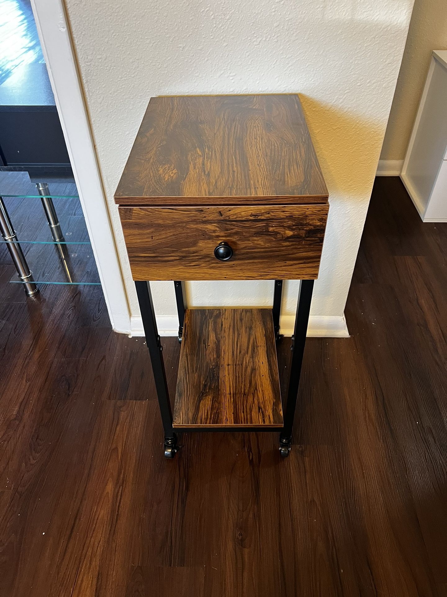 End Table - Computer Tower Stand With Drawer - Night Start - Multi Use Table Drawer Cart