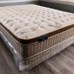 Queen Organic Cloud Edition Europillow Top 12inch Mattress And Boxspring!!