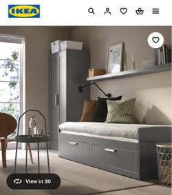 IKEA - Like New Daybed with 2 drawers/2 mattresses, gray - twin and pullout to queen size