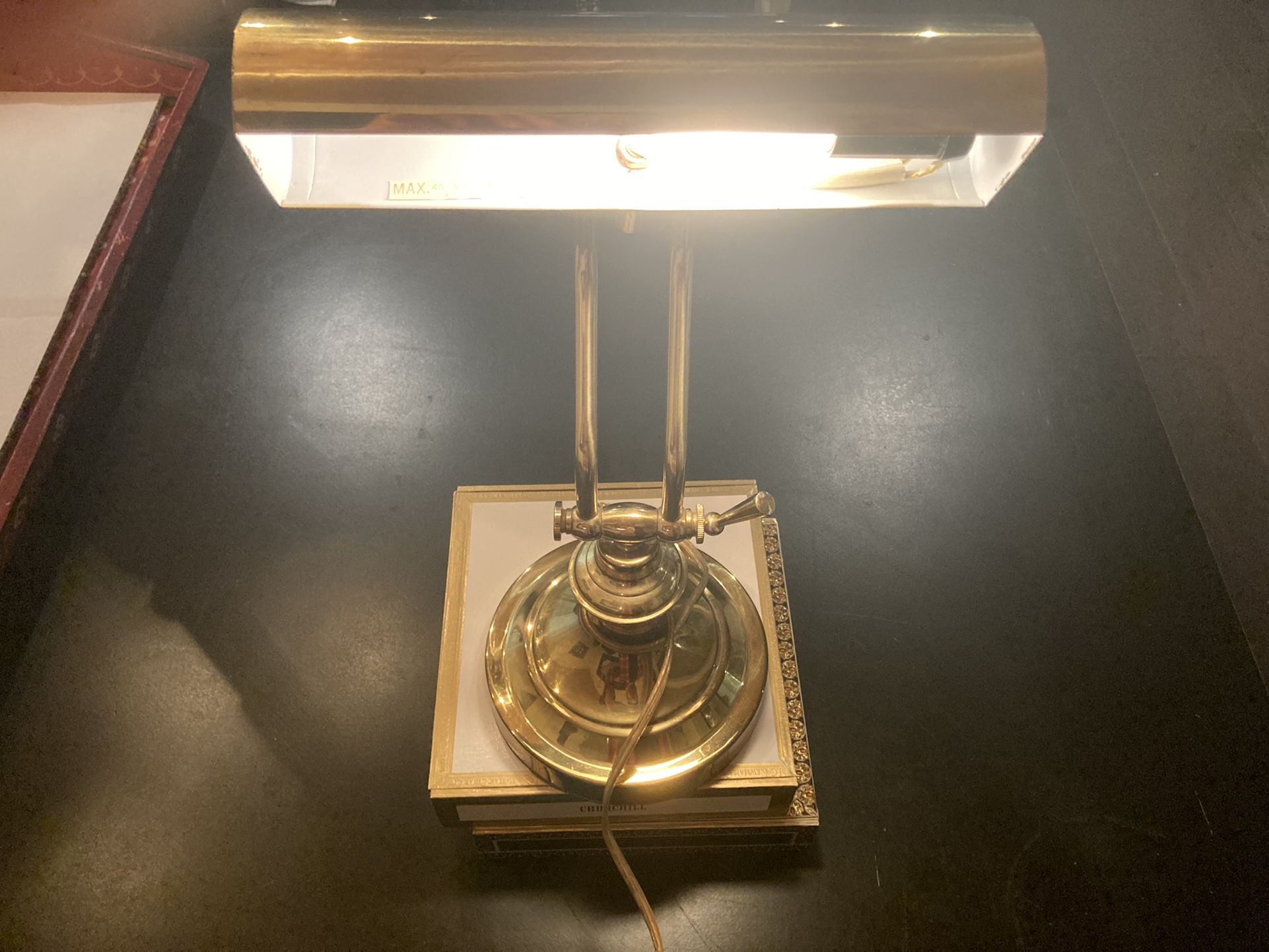 Vintage 15” Piano / Desk Polished Brass Lamp