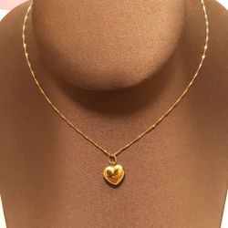 14kt Puffy Heart Necklace