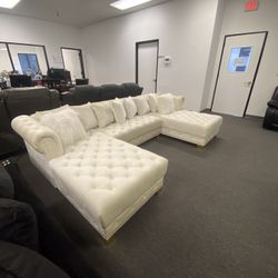 $1299 Cream Double Chaise Sectional 