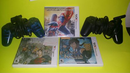 3 - NINTENDO 3DS GAMES + 2 SONY PLAYSTATION CONTROLLERS - ALL FOR $60.00