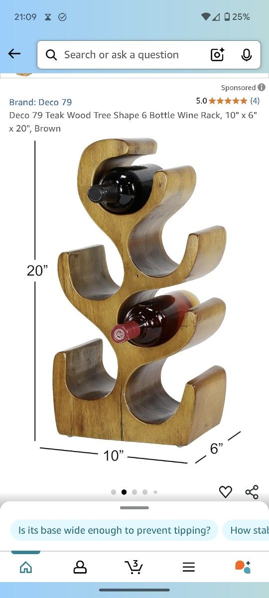 Teak Wood Wine Rack
